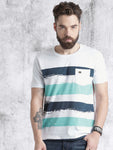 Men White Brush Printed T-shirt