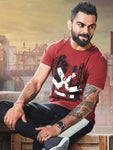 Men Rust Red Graphic Printed Cotton T-shirt