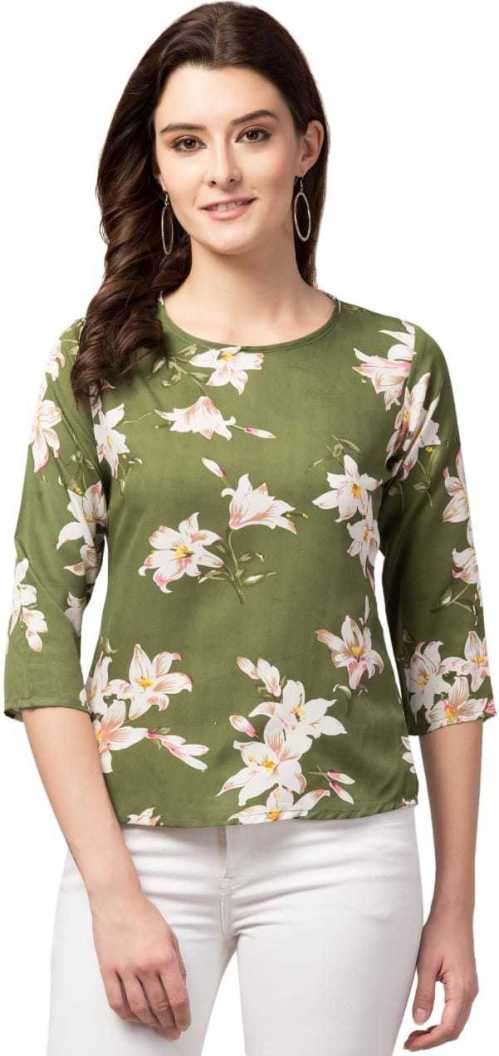 Casual Regular Sleeves Printed Women Grey Top