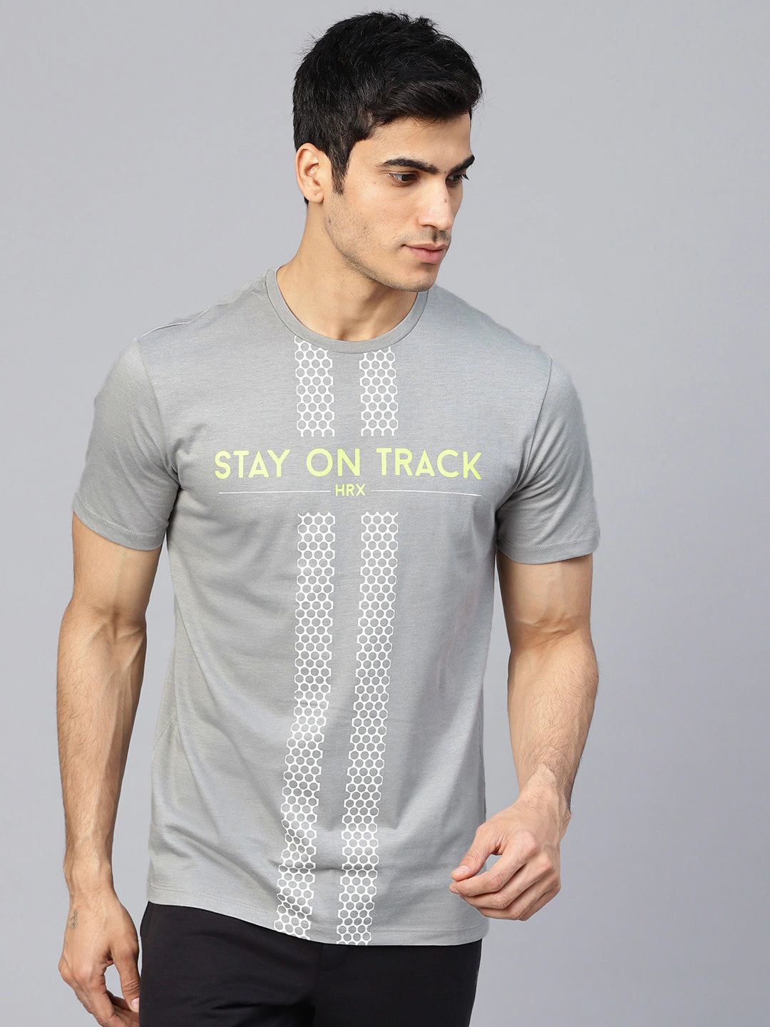 Men Grey Typography Placement Printed T-shirt