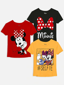 Girls Pack of 3 Minnie Mouse Printed T-shirts small