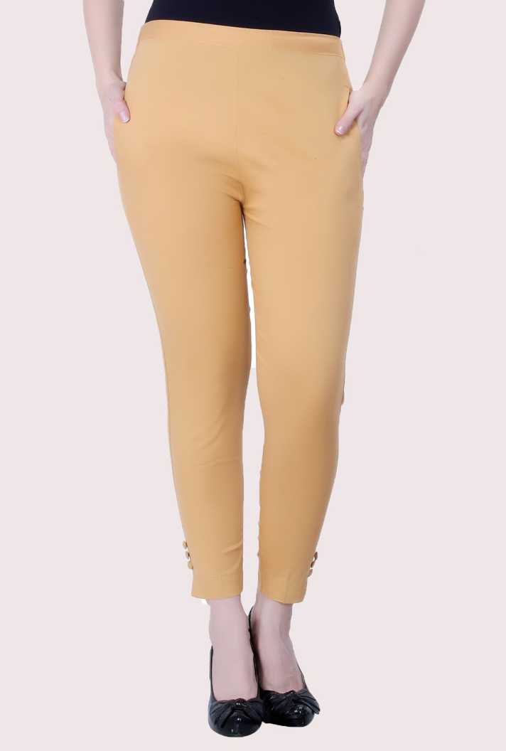 Skinny Fit Women White Cotton Blend Trousers